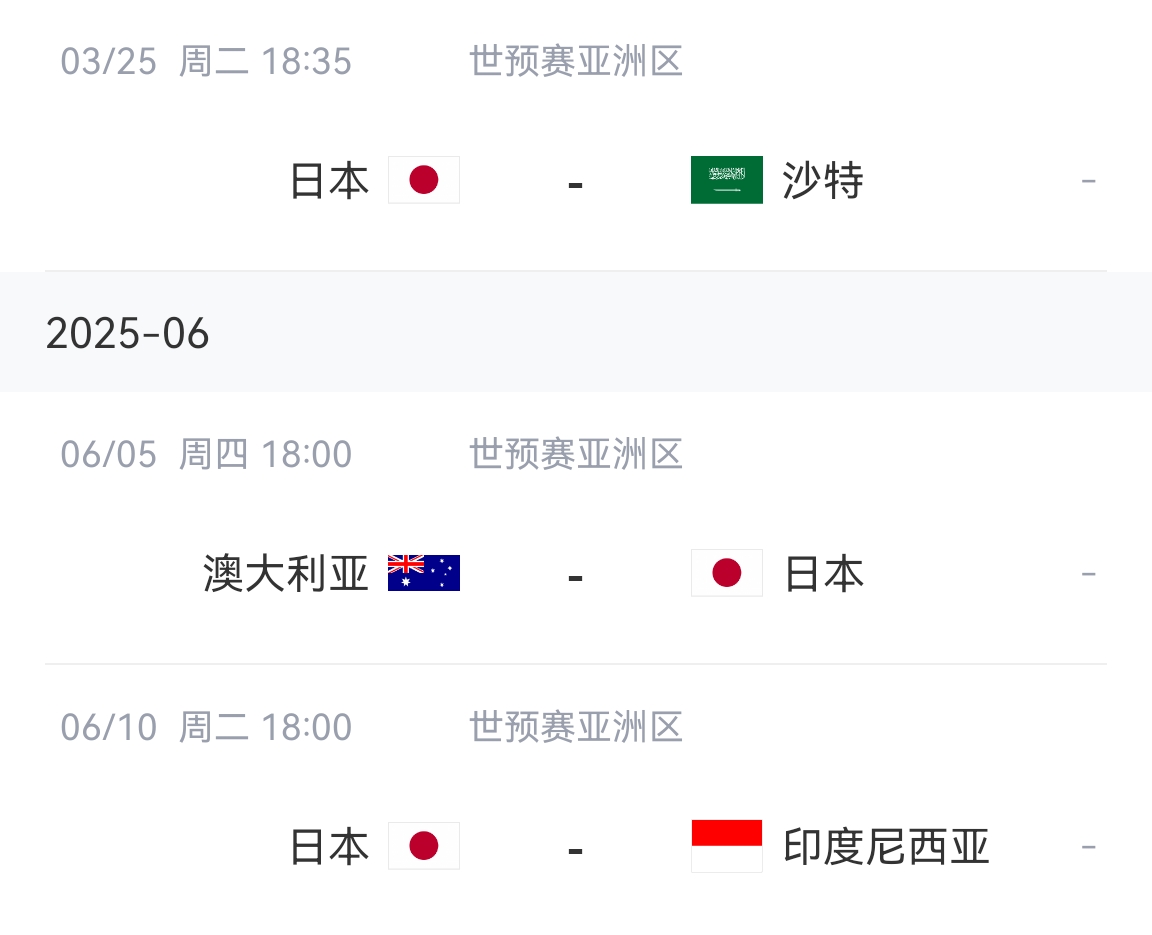 會不會放水？日本剩余賽程：主場vs沙特&印尼，客場vs澳大利亞